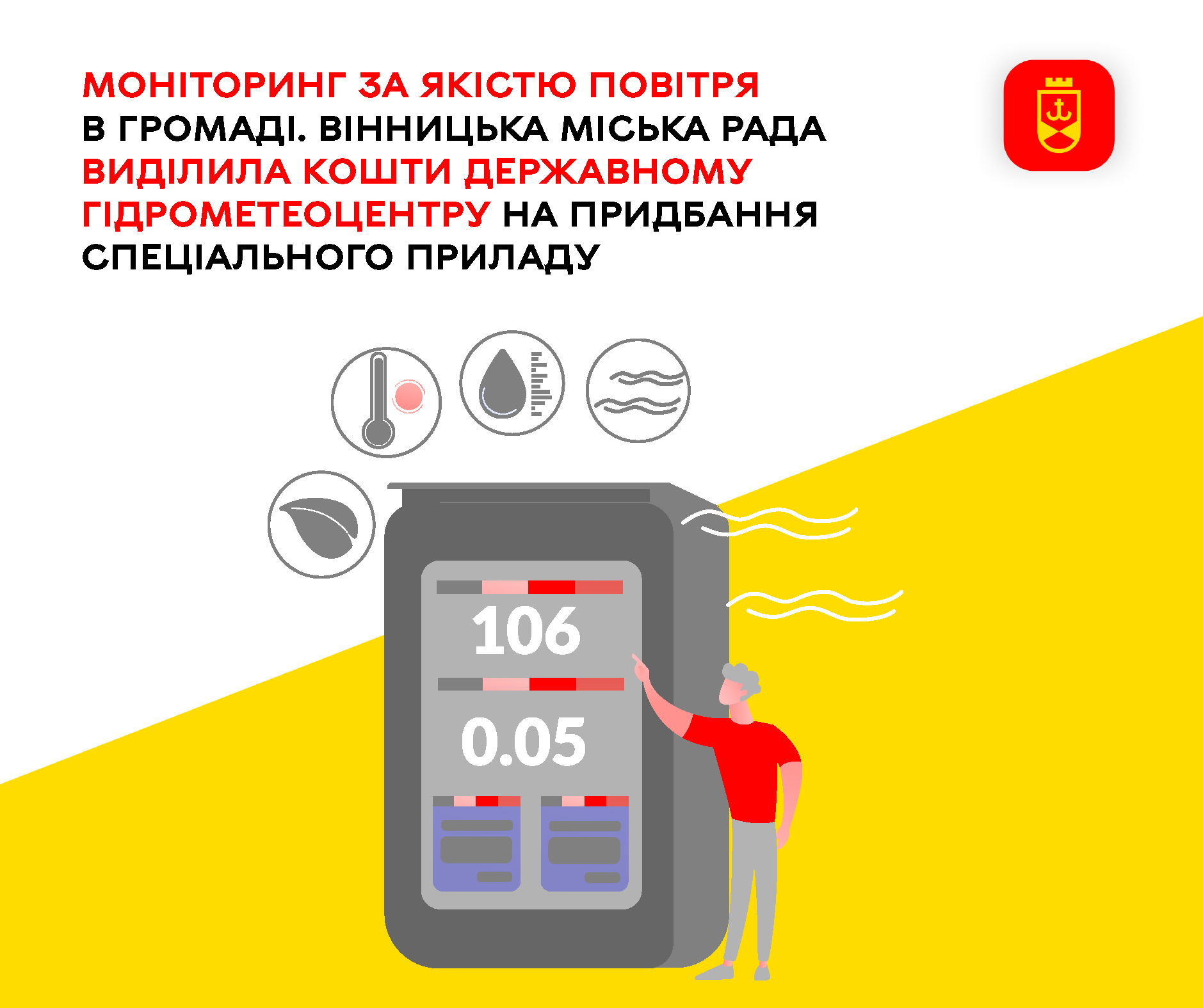 Моніторинг за якістю повітря в громаді. Вінницька міська рада виділила кошти державному гідрометеоцентру на придбання спеціального приладу 